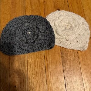 Gray and Cream Knitted Hats with Textured Patterns
